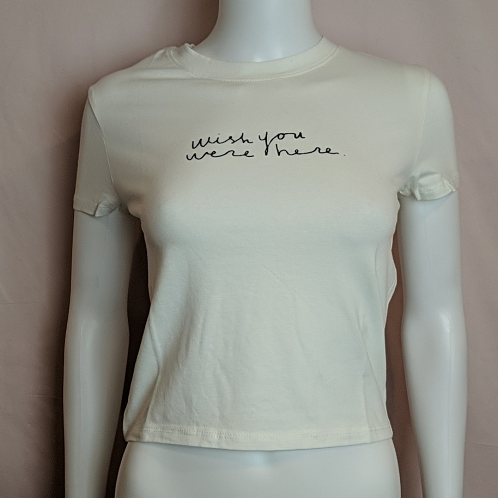 Forever 21 Wish You Were Here Short Sleeve Crop Top
